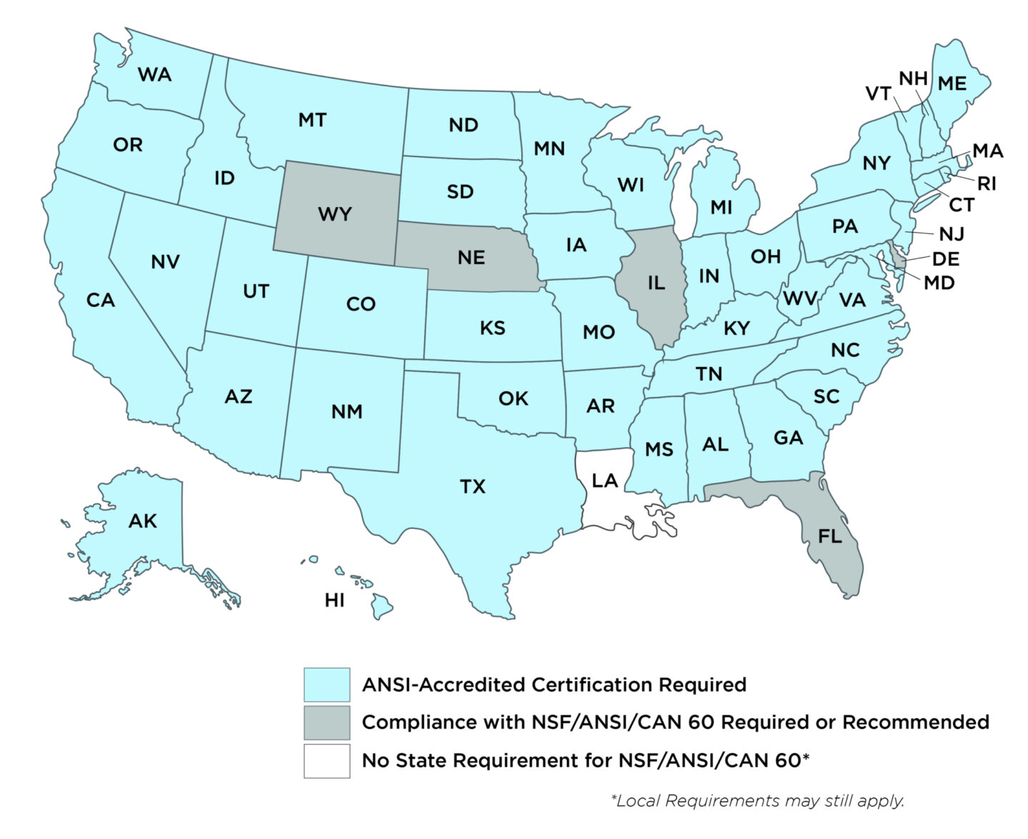 Ansi Location Code Map Survey of ASDWA Members on Specifications of NSF/ANSI/CAN 60,… | NSF