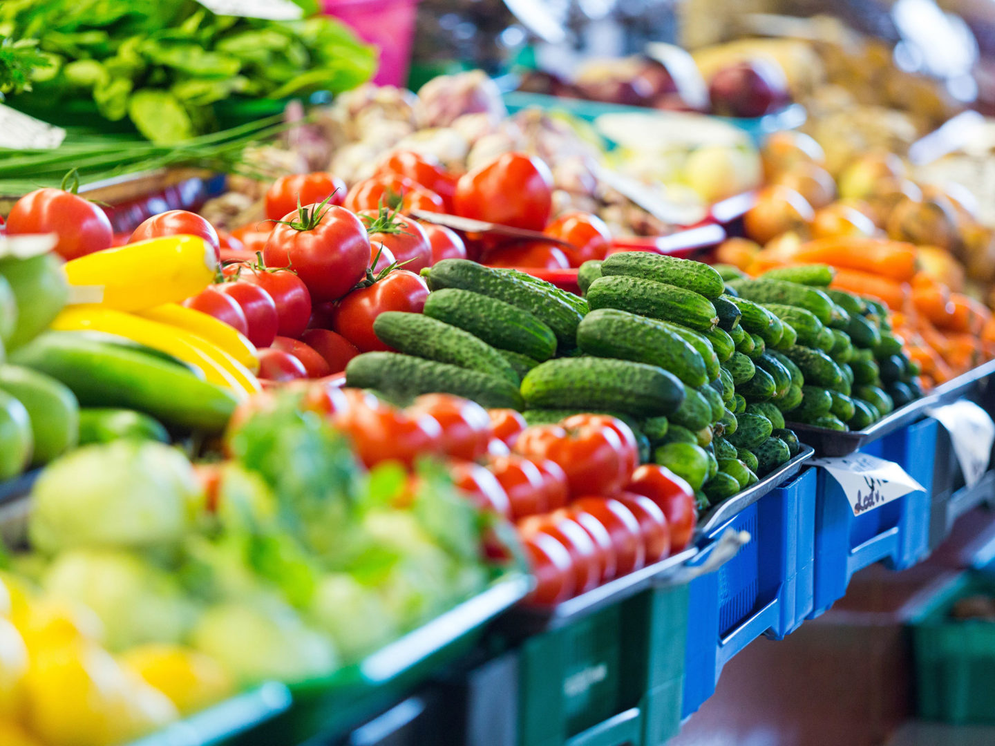 Fruits and vegetables at an market
