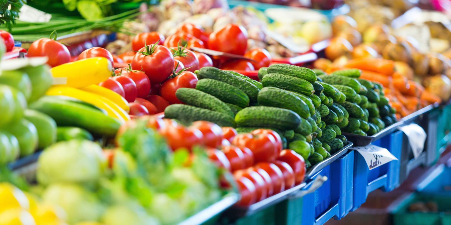 Fruits and vegetables at an market