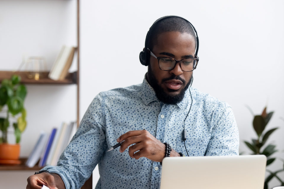 Man taking online training course