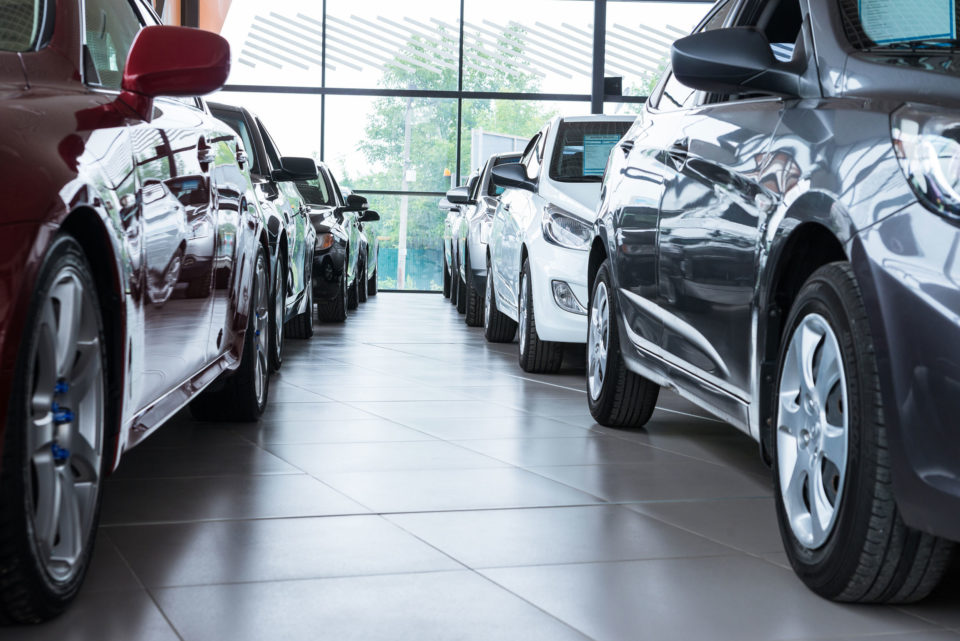 Cars in a showroom