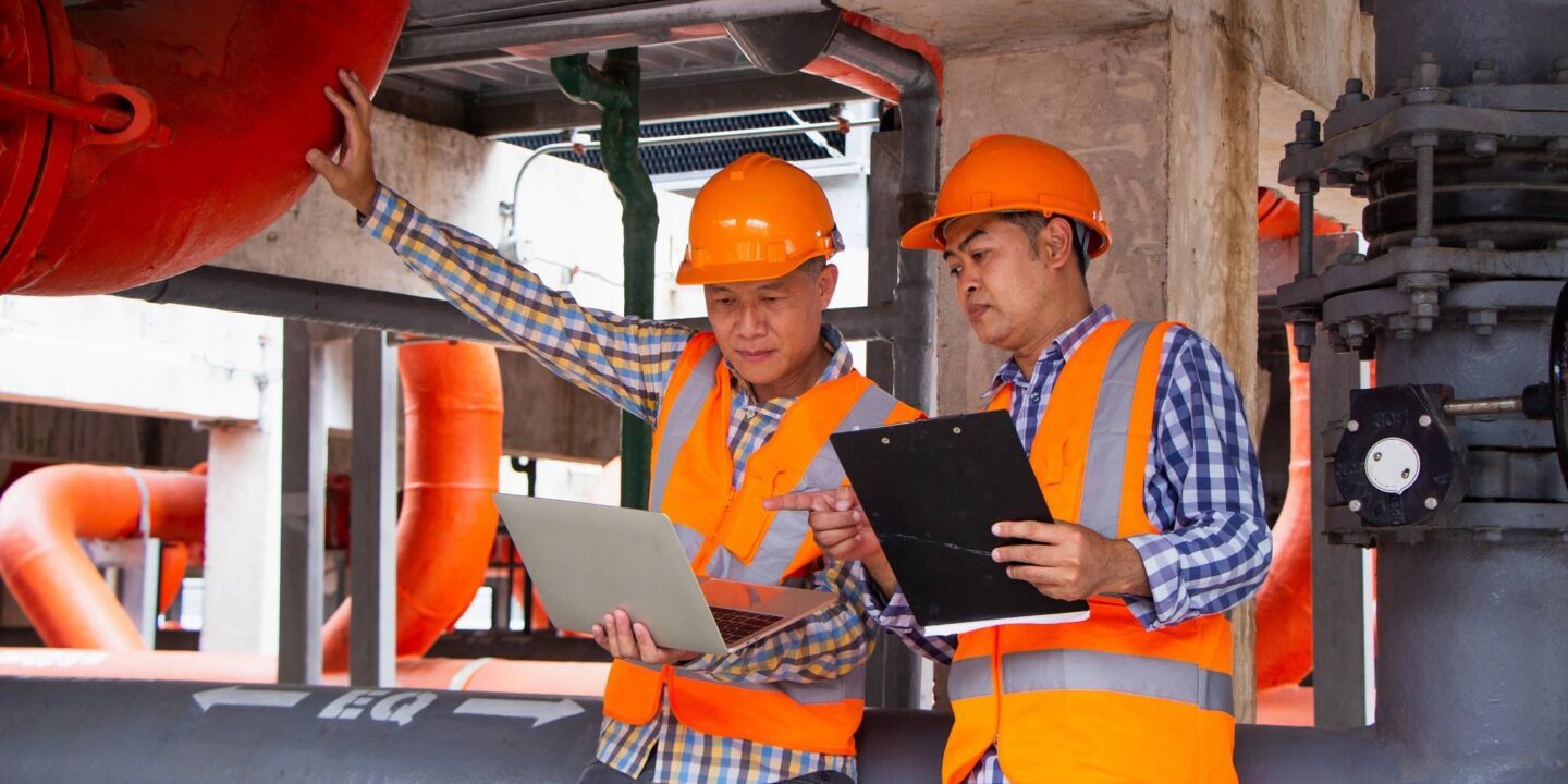 Construction workers blueprint 170808959