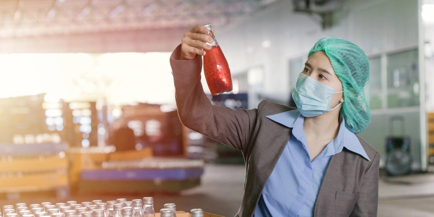 Quality inspector bottles 166589149