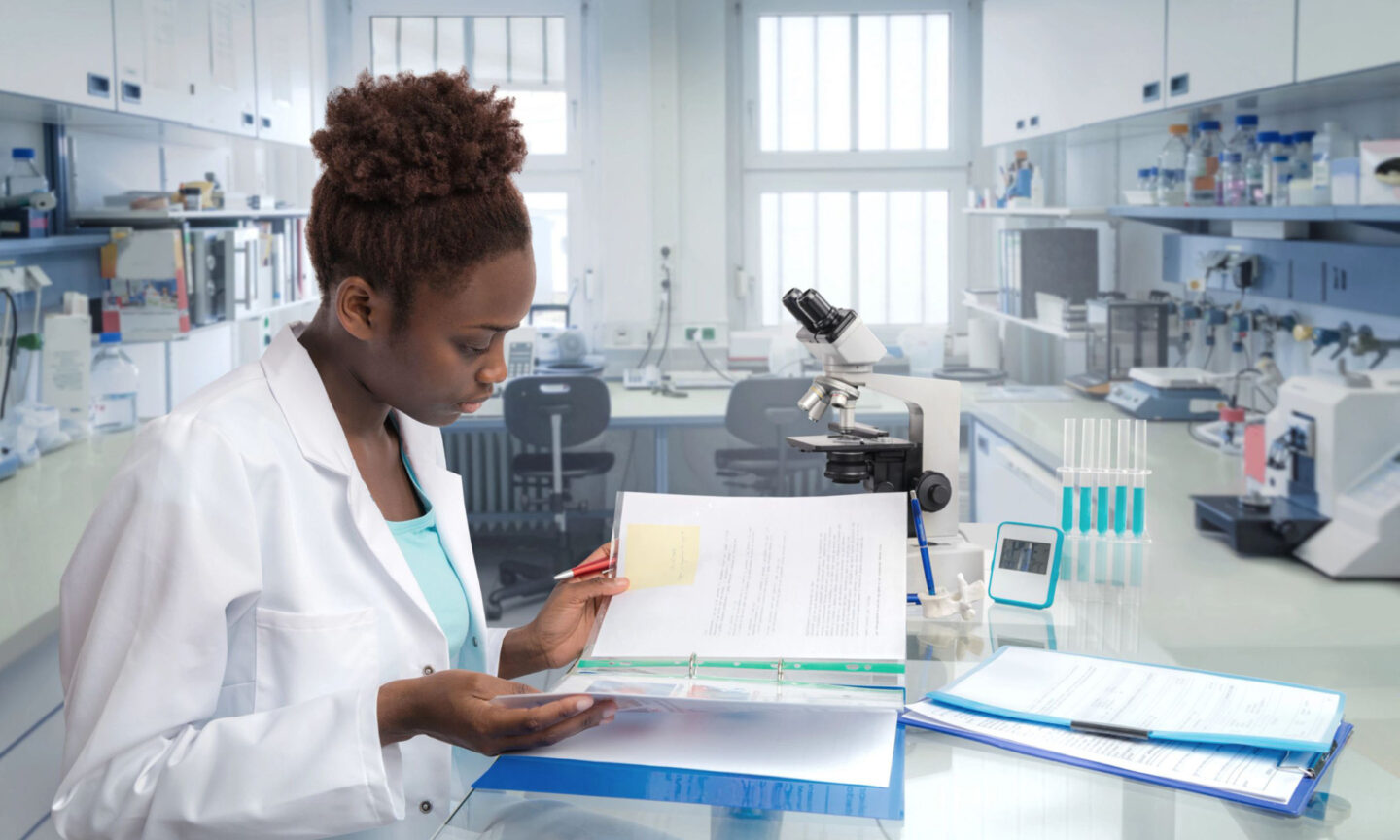 Woman reviewing lab results 68817187 flipped